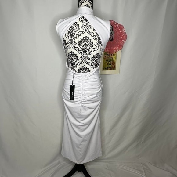 NWT White Dinner in Paris Midi Dress Size Medium - Picture 6 of 10
